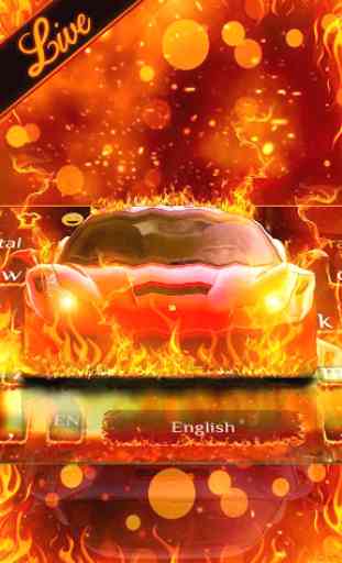 3D Fire Burning Car Keyboard Theme 1