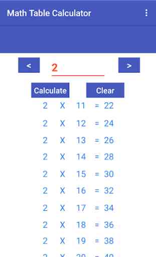 Math Table Calculator 2