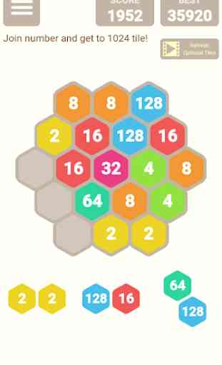 2048 Hex Puzzle- Hexic Number Match, Hexagon Color 1