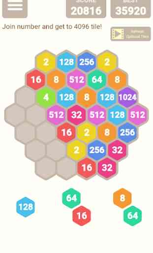 2048 Hex Puzzle- Hexic Number Match, Hexagon Color 2