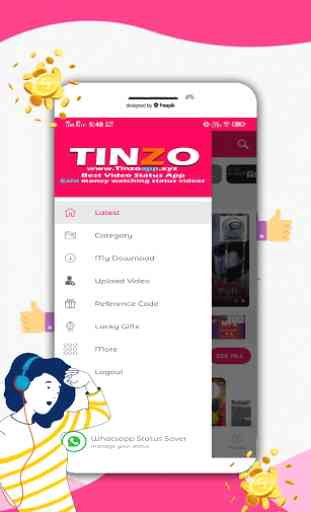 Tinzo Video Status: Earn Money and WA Status Saver 4