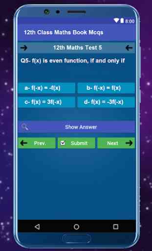 12th Class Maths Book Mcqs Test 3