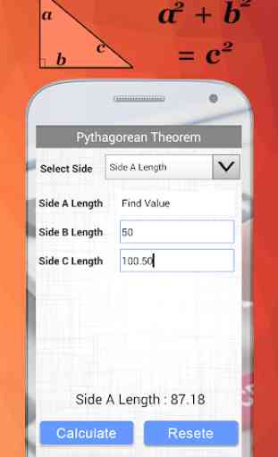Maths Pythagorean Theorem Calculator 2