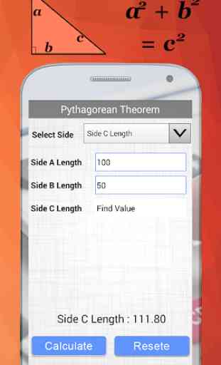 Maths Pythagorean Theorem Calculator 3
