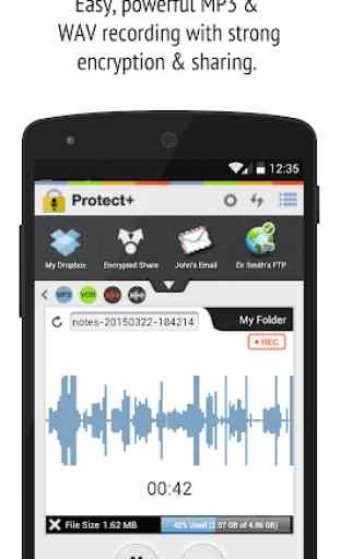 Protect+ MP3/WAV Voice Recorder w/ Encryption Pro 1
