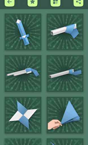 Schemi di armi origami: pistole di carta e spade 3