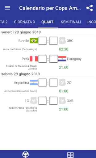 Calendario per Copa America 2019 Brasile 3