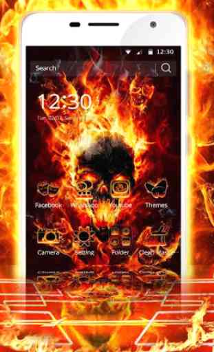 Cool Flame Skulls Theme Fire On Your Phone 1