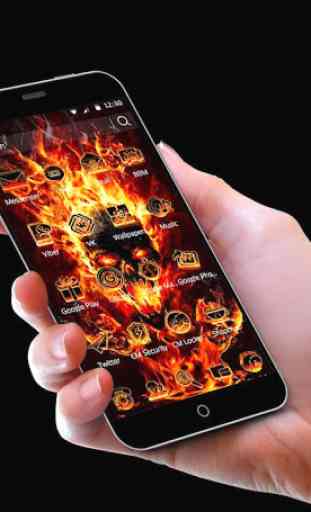 Cool Flame Skulls Theme Fire On Your Phone 3