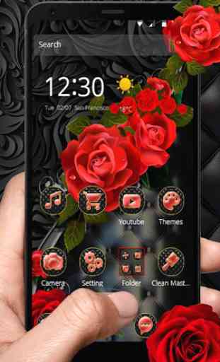 Tema Luxury Black Red Rose 1