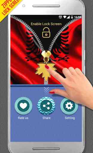 Albania Flag Zipper LockScreen 3