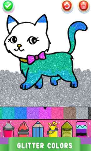 Cute Kitty Coloring Book For Kids With Glitter 3