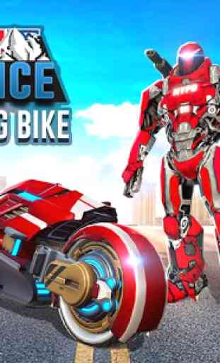 Flying US Police Bike Robot Hero: Bike Robot Games 3