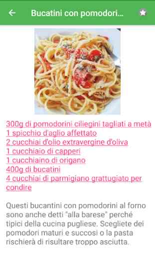 Pasta italiana ricette di cucina gratis offline. 4