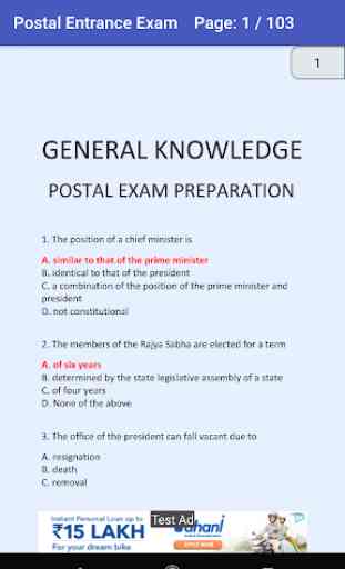 Postal Entrance Exam Solved Papers Study Material 4