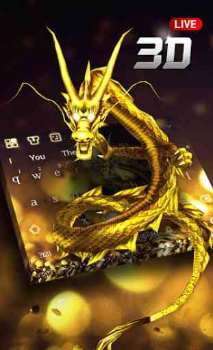 3D Live Gold Dragon Keyboard 1