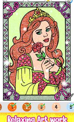 Princess Glitter Color by Number: Sparkly Coloring 3