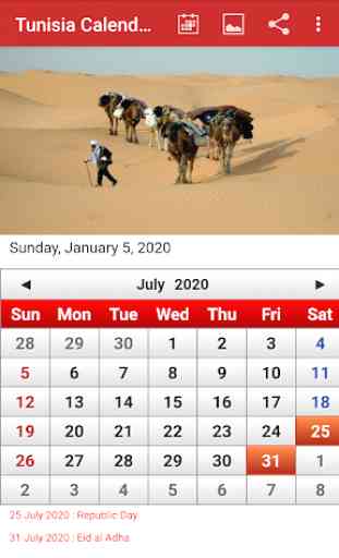 Tunisia Calendar 2020 4