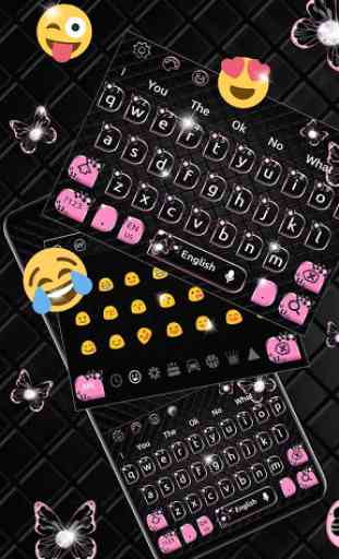 Black Pink Butterfly Keyboard Theme 1
