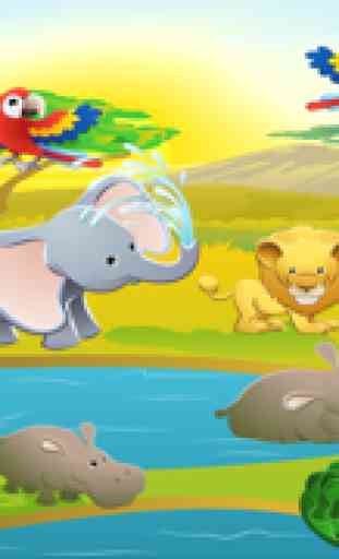 Gioco per bambini 2-5 anni circa gli animali del safari: giochi e puzzle per la scuola materna, scuola materna o asilo nido con leoni, elefanti, coccodrilli, ippopotami, scimmia, tigre e il pappagallo 3