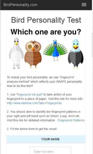 Bird Personality Test 2