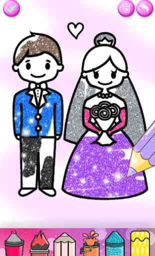 Glitter Wedding Coloring Book - Kids Drawing Pages 3