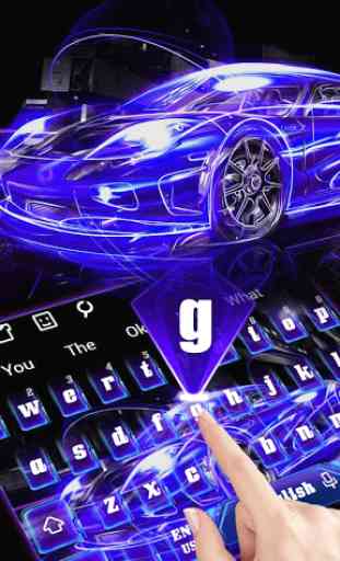 Lightning Neon Blue Car Keyboard Theme 1