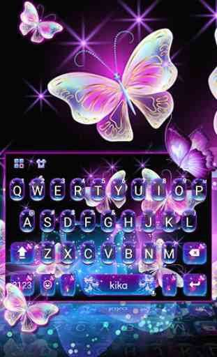 Nuovo tema Sparkle Neon Butterfly per Tastiera 1