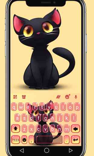 Black Cute Cat Tema Tastiera 1