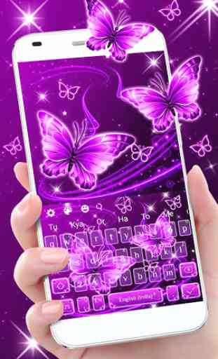 Neon Purple Butterfly Keyboard Theme 1