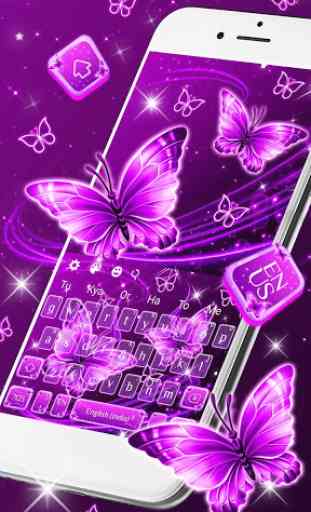 Neon Purple Butterfly Keyboard Theme 2