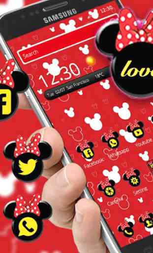 Red cute bow cartoon mouse theme 1