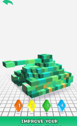 Weapons 3D Color by Number - War Voxel Coloring 2