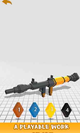 Weapons 3D Color by Number - War Voxel Coloring 4