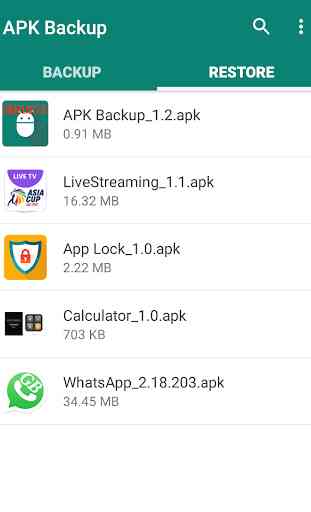 Ripristina il backup di tutti i dati dell'app 3