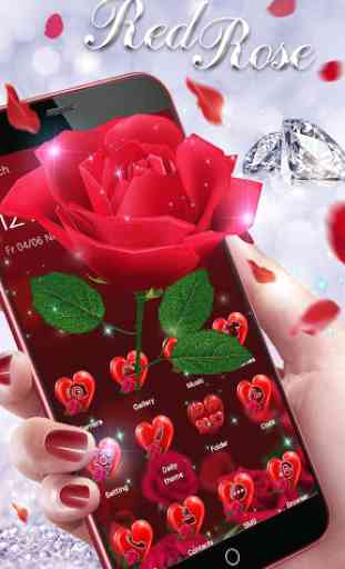 Tema della rosa rossa vero amore 3D 1