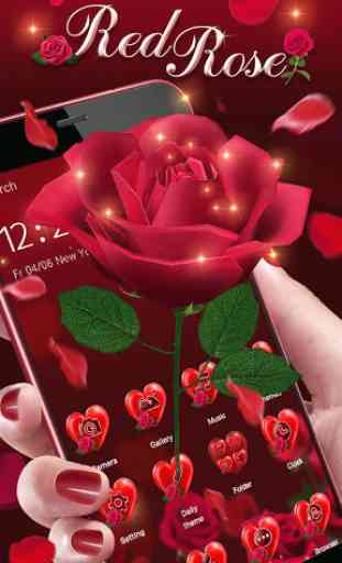 Tema della rosa rossa vero amore 3D 3