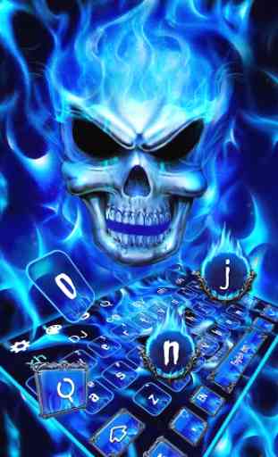 Blue Fire Flaming Skull Keyboard 1