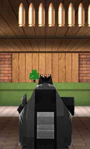 Pistol shooting at the target.  Weapon simulator 3