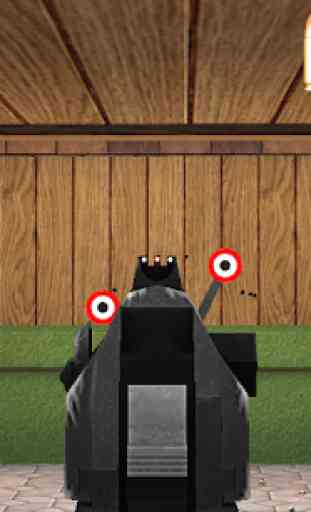 Pistol shooting at the target.  Weapon simulator 4