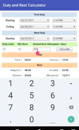 Duty and Rest Calculator 4