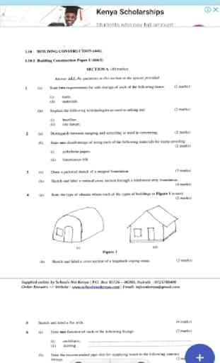 BUILDING & CONSTRUCTION KCSE PASTPAPERS & ANSWERS 1