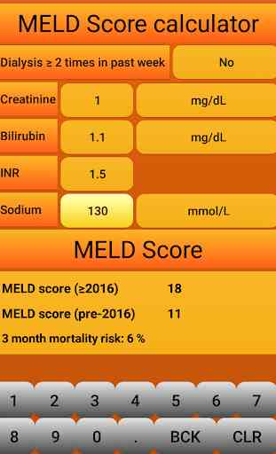 MELD Score calculator 1