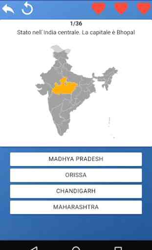 Stati dell'India - mappe, capitali, test, quiz 2