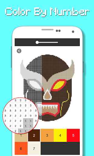 Wrestling Mask Color By Number - Pixel Art 3
