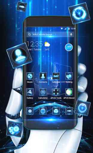 Tema di tecnologia futuristica al neon blu 1