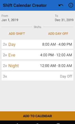 Shift Calendar Creator 1