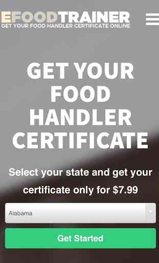 ANSI-Accredited Food Handler Certificate Course 1