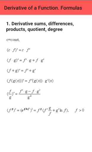 Derivative of a Function. Formulas 2