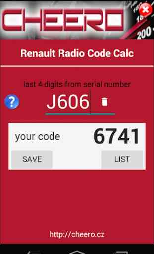 RADIO CODE CALC FOR RENAULT - NO LIMIT 1
